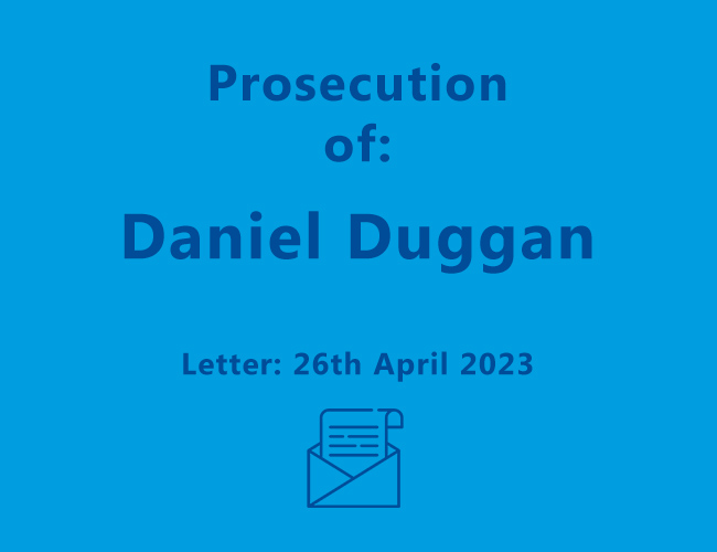 Letter to Mr Kevin Corcoran PSM Commissioner of Corrective Services – 26th March 2023 – Daniel Duggan