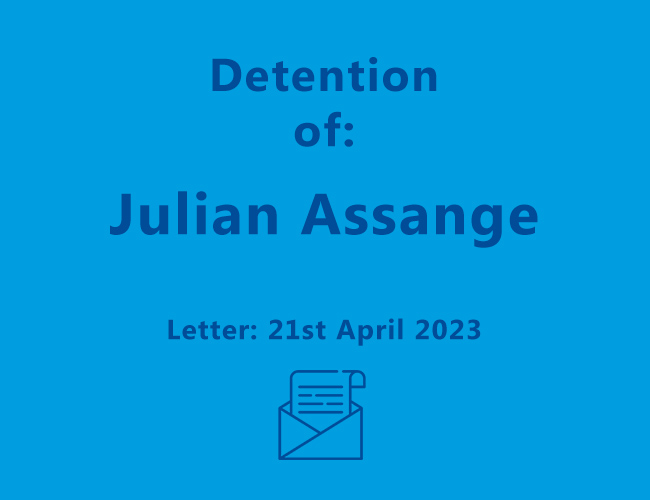 Letter to Hon Anthony Albanese MP – 21st April 2023 – Detention of Julian Assange