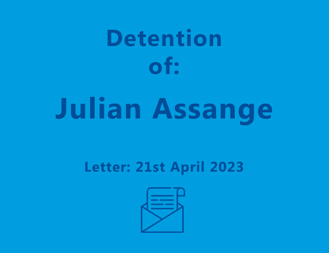 Letter to Hon Anthony Albanese MP – 21st April 2023 – Detention of Julian Assange