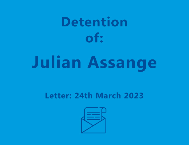 Letter to Hon Anthony Albanese MP – 24th March 2023 – Detention of Julian Assange