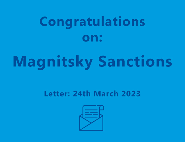 Letter to Senator the Hon Penny Wong – 24th March 2023 – Magnitsky Sanctions