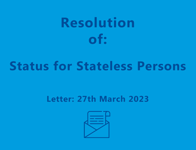 Letter to Hon Andrew Giles MP – 27th March 2023 – Resolution of Status for Stateless Persons